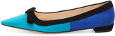 Thumbnail for your product : Prada Suede Tricolor Pointed-Toe Ballet Flat with Bow, Turquoise/Blue