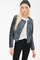 Thumbnail for your product : Forever 21 Faux Leather-Paneled Denim Jacket