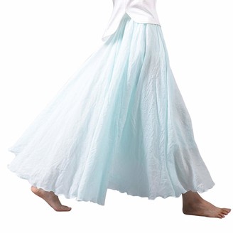 LAEMILIA Womens Full Circle Elastic Waist Band Cotton Long Maxi Skirt Dress
