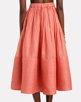 Thumbnail for your product : Zimmermann Botanica Silk-Linen Midi Skirt