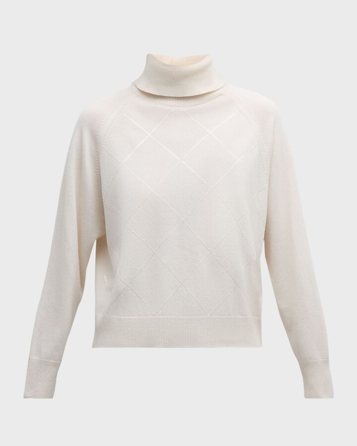 Peserico Diamond-Embroidered Turtleneck Sweater