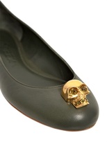 Thumbnail for your product : Alexander McQueen 10mm Calfskin Skull Ballerina Flats
