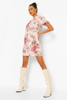 Thumbnail for your product : boohoo Floral High Neck Shift Dress