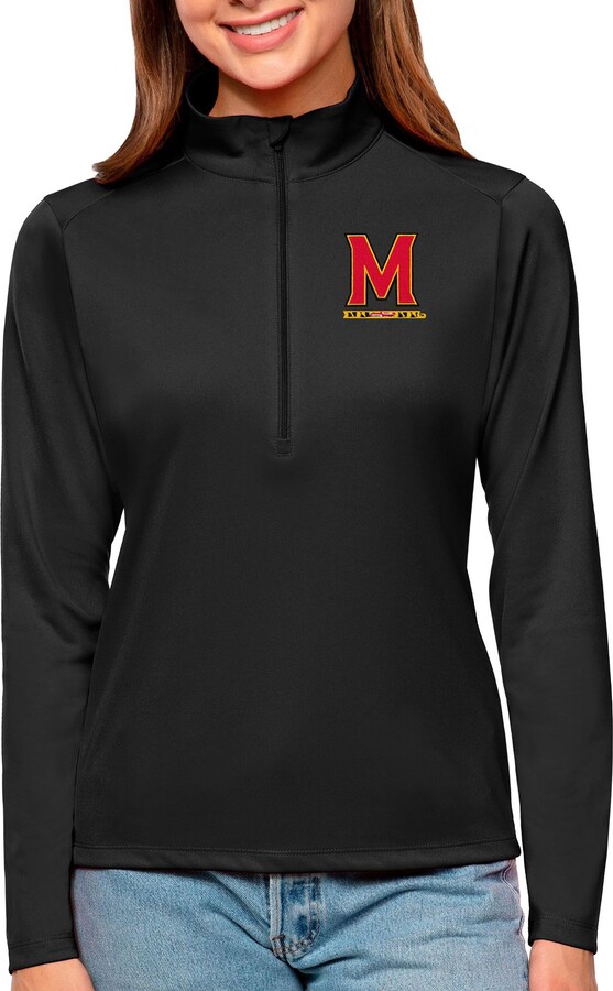 Antigua Women's Maryland Terrapins Black Tribute Quarter-Zip Shirt, Small