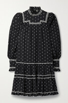 Thumbnail for your product : Ulla Johnson Blanche Tiered Embroidered Cotton-voile Mini Dress - Black