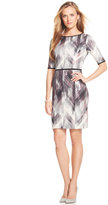 Thumbnail for your product : Vince Camuto Elbow-Sleeve Geo-Print Sheath