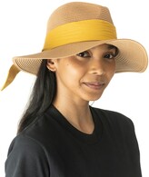 Nine West Woven Straw Packable Fedora Hat Sand Heather #C313 
