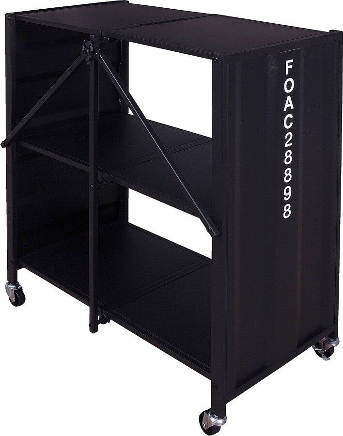 35" Conlig Steel Folding Bookcase with Wheels Black miBasics ShopStyle