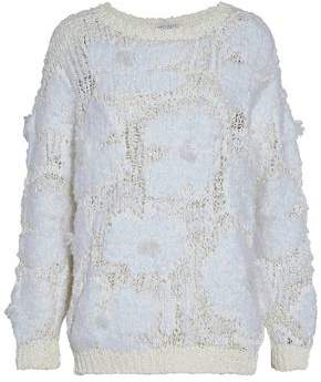 Brunello Cucinelli Frayed Coated Open-Knit Sweater