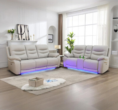 Ivy Bronx 2-Piece Vegan Leather Power Reclining Living Room Sofa Set
