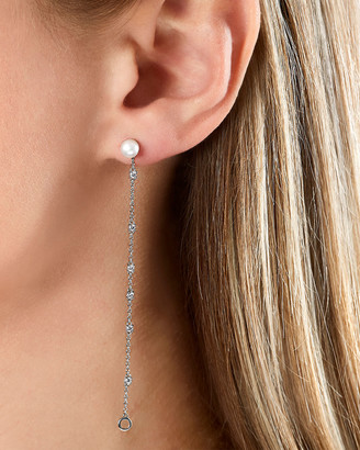 Yoko London 18k White Gold Pearl & Diamond Chain Earrings