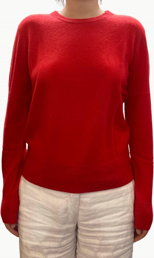 White + Warren Cashmere Core Crewneck Sweater In Bright Scarlet