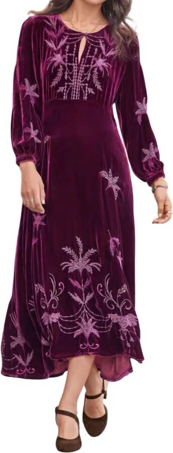 Palmira Silk Velvet Dress In Purple