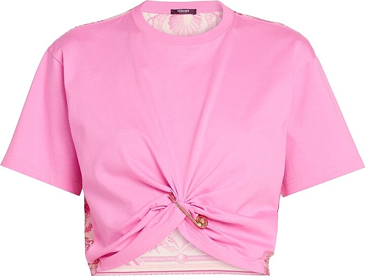 Versace Women's Barocco Sea Safety Pin T-Shirt - Guava Multicolor - Size 0