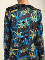 Thumbnail for your product : Marni Long-sleeved Herbage-print Satin Dress - Womens - Blue Print