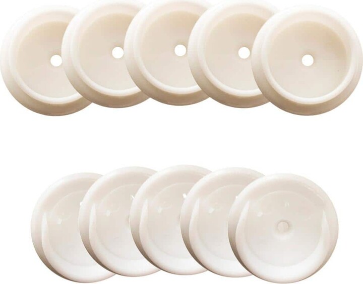 Round Closet Pole Socket, Pack of 5, Fits Standard Closet Rods, 1.56 In. L x 0.75 In. D x 1.56 In. H, White