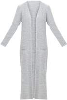 Thumbnail for your product : PrettyLittleThing Grey Pocket Front Maxi Cardigan
