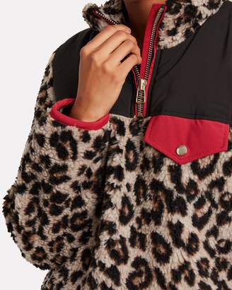 Veronica Beard Kylan Leopard-Printed Sherpa Pullover