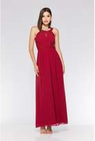 Thumbnail for your product : Quiz Raspberry Embroidered High Neck Maxi Dress