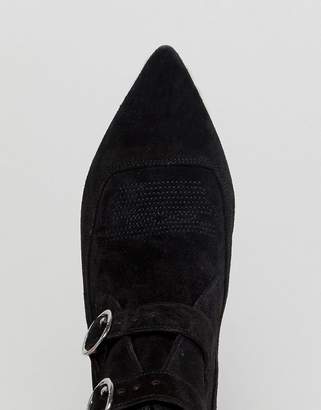 AllSaints Pointed Buckle Detail Boots in Suede