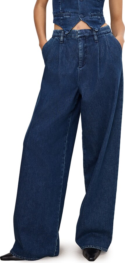 Good American Good '90s Pleated Wide Leg Jeans