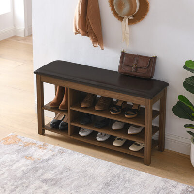 Adjustable Height Shoe Bench with Storage & Comfortable Seat