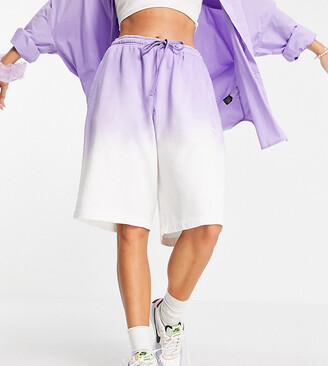 Collusion Unisex oversized shorts in reverse fabric purple ombre co