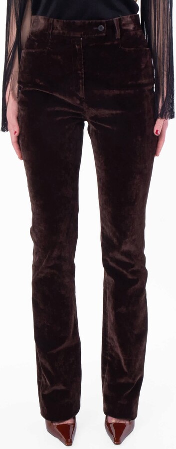 Ferragamo Straight-Leg Flock Velvet Trouser