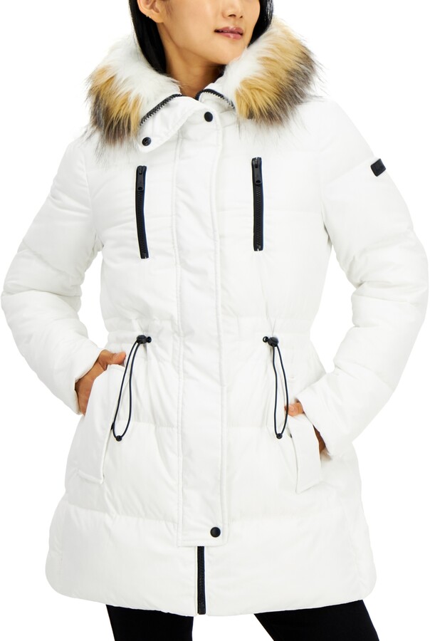 White Coat With Fur Hood | Shop the world's largest collection of fashion |  ShopStyle