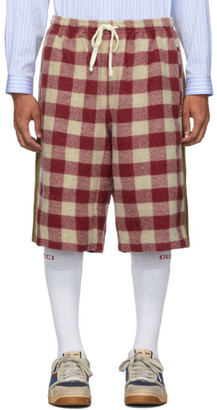 Gucci Red and Off-White Vintage Check Shorts