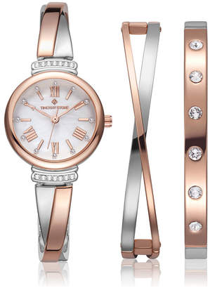 Timothy Stone Women 'Legato' Crystal Accented Roman Numeral Dainty Watch and Bracelet Gift Set