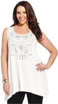 Thumbnail for your product : Alfani Plus Size Sleeveless Scoop-Neck Studded Top