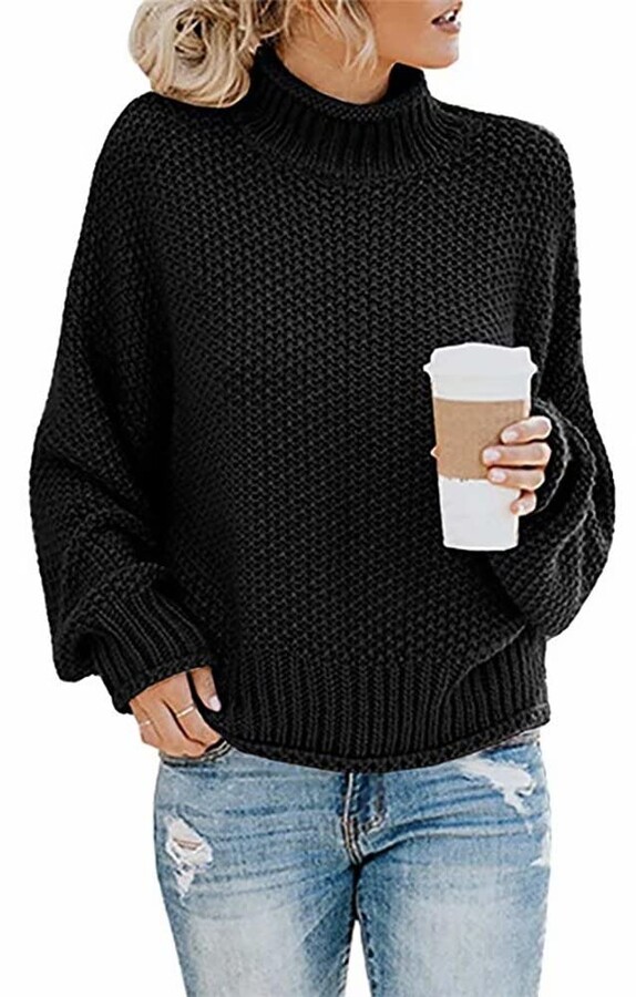 black turtleneck sweater oversized