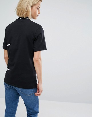 Reebok Classics Oversized High Neck T-Shirt With Vector Print In Black
