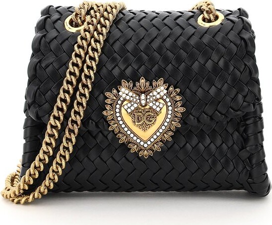 Dolce & Gabbana Leather Borsa Chain Logo in Black Womens Bags Shoulder bags 