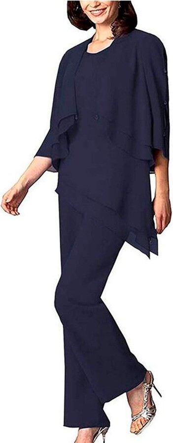Botong 3 PC Chiffon Mother of The Bride Pants Suit Tiered Women Outfits ...