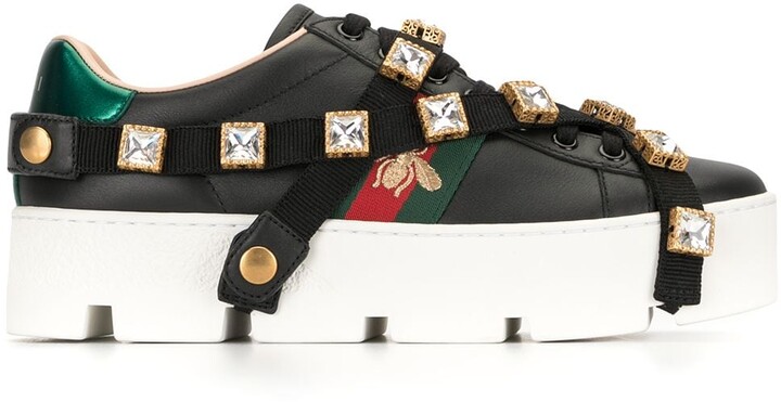 Gucci Ace embroidered platform sneakers - ShopStyle