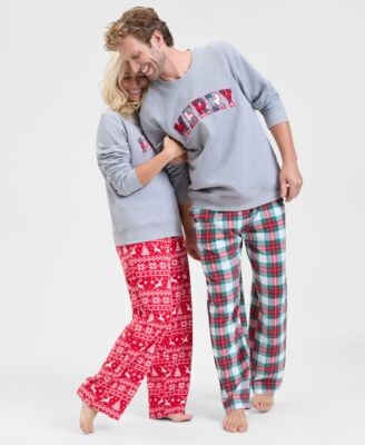 Holiday Lane Men Womens Merry Sweater Fleece Pajama Pants Macys Exclusive