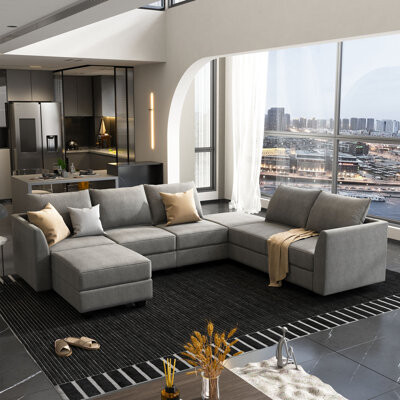 Latitude Run U shaped Corner Modular Sectional Reversible Sofa Couch with Storage Seat