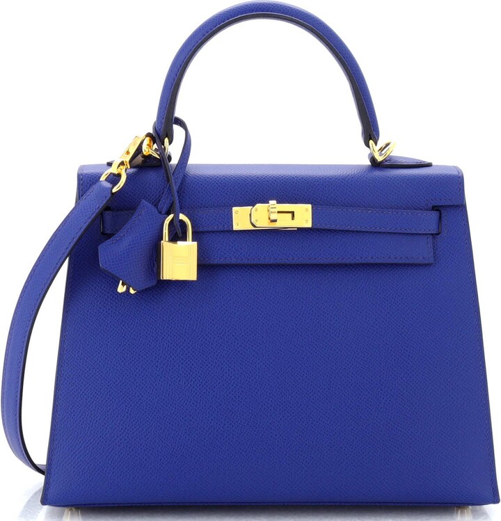 Hermes Kelly Handbag Bleu Royal Epsom with Gold Hardware 25 - ShopStyle  Satchels & Top Handle Bags
