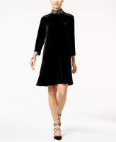 Thumbnail for your product : Alfani Velvet Embellished Mock-Neck Dress, Created for Macy's