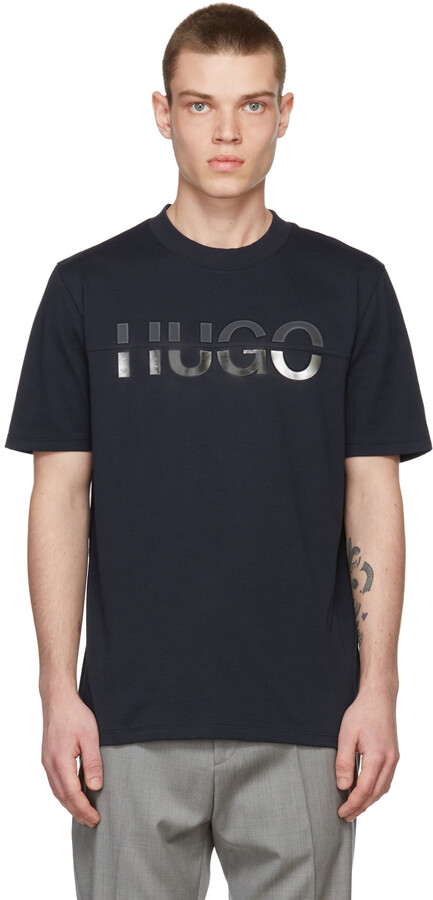 HUGO BOSS Navy Cotton Denghis T-Shirt - ShopStyle