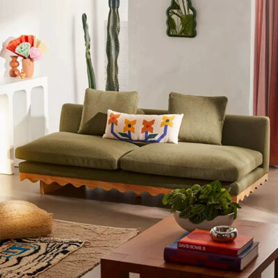 Walkoly French Retro Green Living Room Sofa