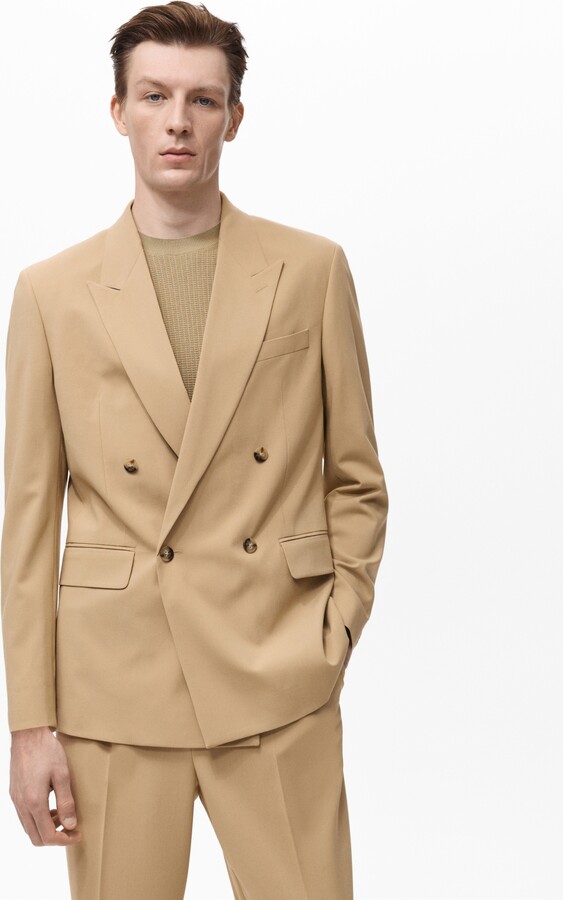 MANGO Men's Boston Regular-Fit Double-Breasted Suit Blazer