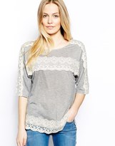 Thumbnail for your product : Oasis Crochet Lace Drop Sleeve T-Shirt