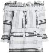 Thumbnail for your product : Rachel Zoe Off-The-Shoulder Striped Cotton Linen And Ramie-Blend Top