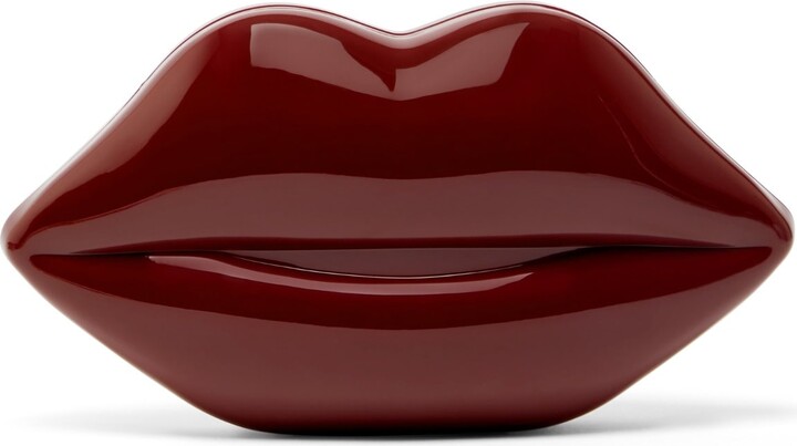 Lulu Guinness Garnet Red Medium Lips Clutch Bag