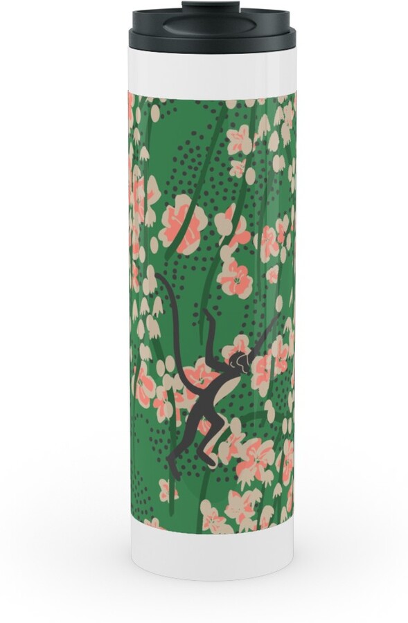 Shutterfly Travel Mugs: Bengal Maya Monkey - Multi Stainless Mug, White, 20oz, Green, Classic Green
