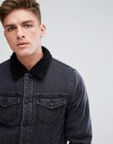 Thumbnail for your product : ONLY & SONS Denim Jacket With Borg Collar
