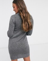 Thumbnail for your product : Brave Soul Petite grunge crew neck sweater dress in grey